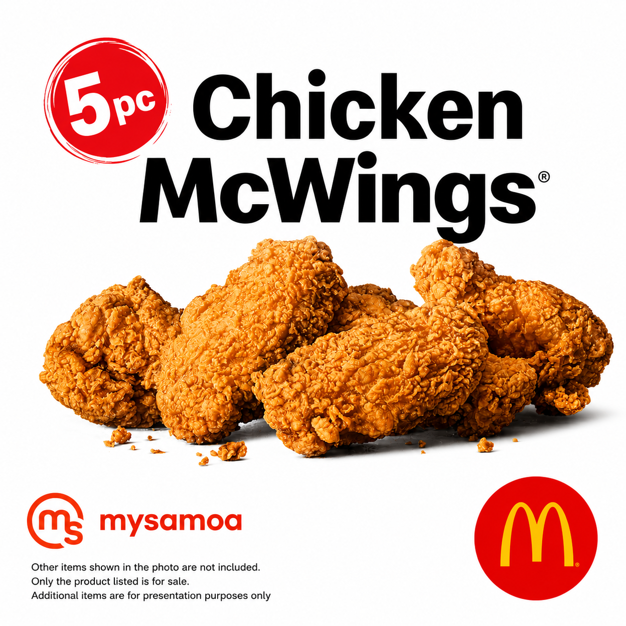 5 Pc Mighty Wings meal from McDonald's Samoa with crispy chicken wings