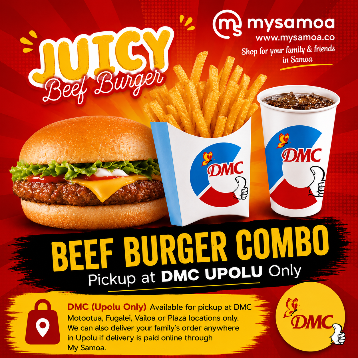 DMC Upolu Beef Burger Combo