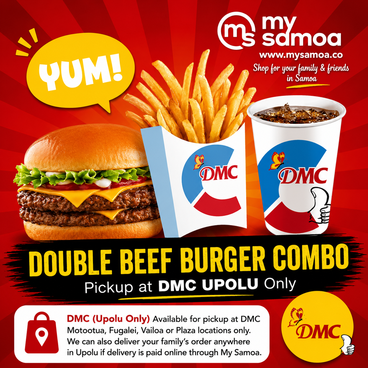 DMC Upolu Double Beef Burger Combo