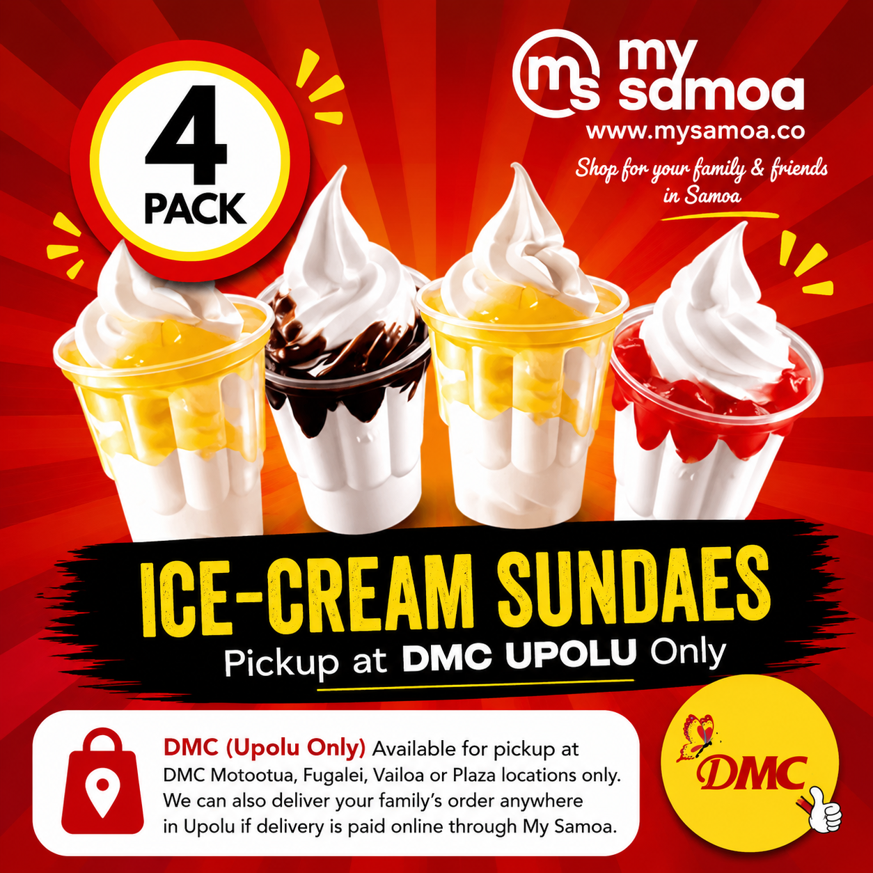 DMC Upolu Ice Cream Sundae 4 Pack