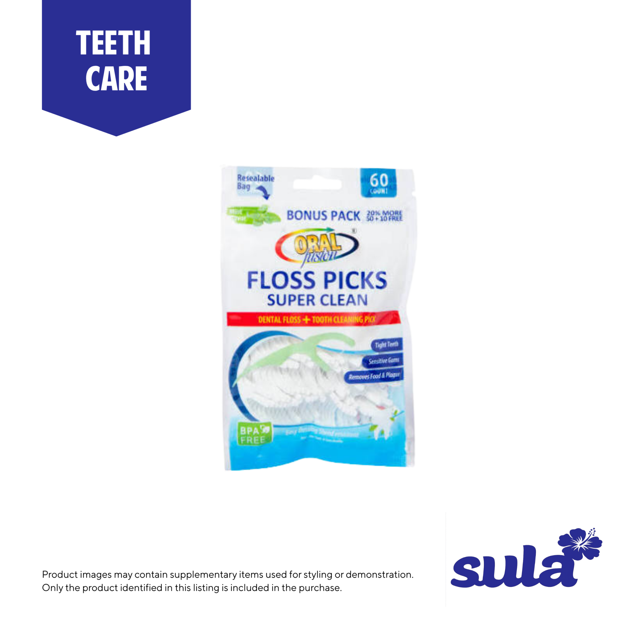 Oral Fusion Floss Picks 60Pc - Pickup from Sula's Supermarket & Bakery – Moata'a