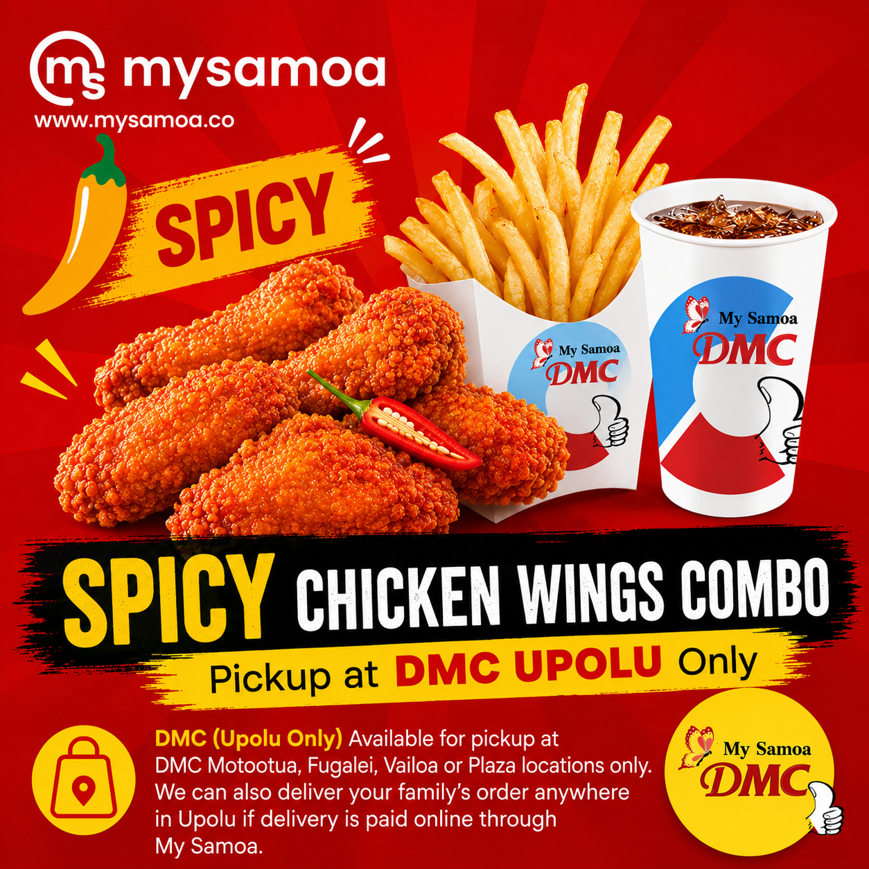 DMC Upolu Spicy Wings Combo