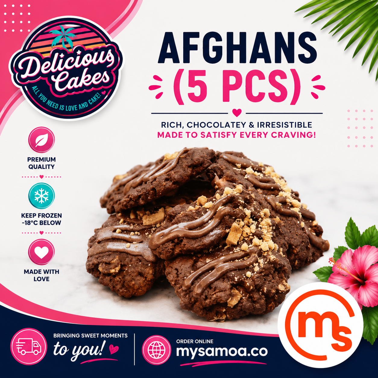 Afghans in a Container (5 Pcs) - Delicious Cakes Samoa