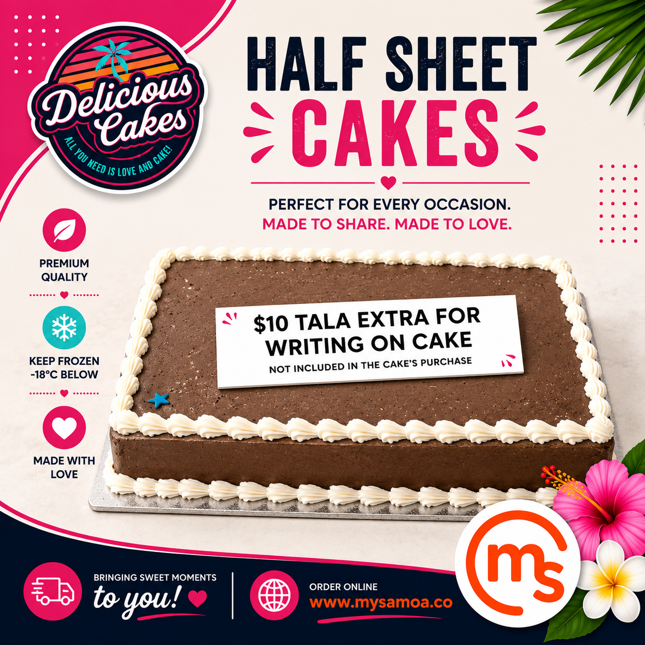 Half Sheet Cake - Delicious Cakes Samoa