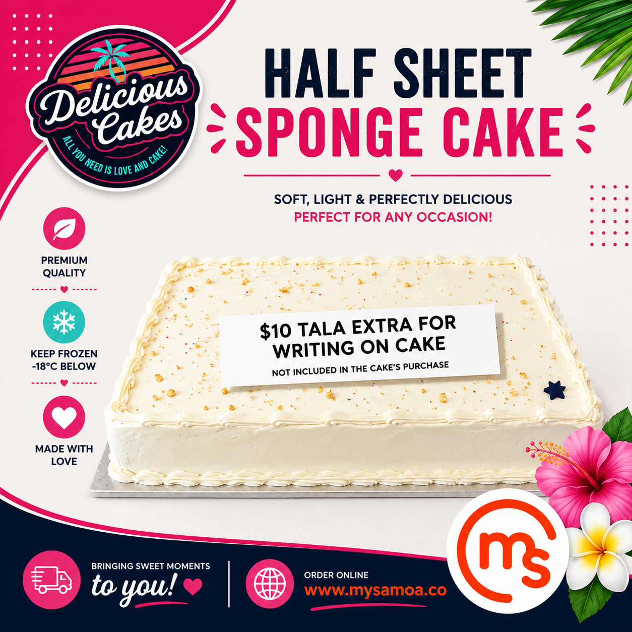 Half Sheet Sponge Cake - Delicious Cakes Samoa