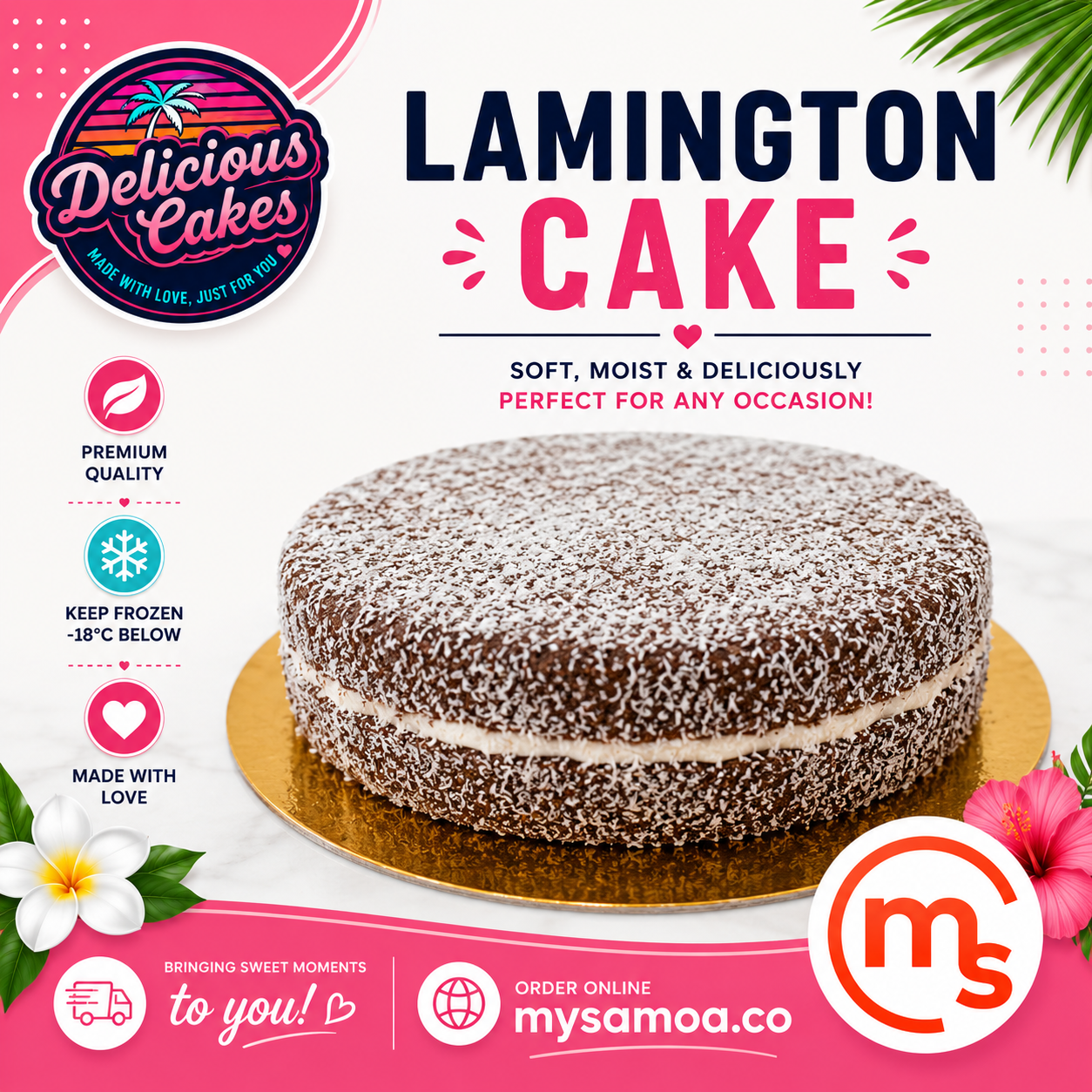 Lamington Cake - Delicious Cakes Samoa