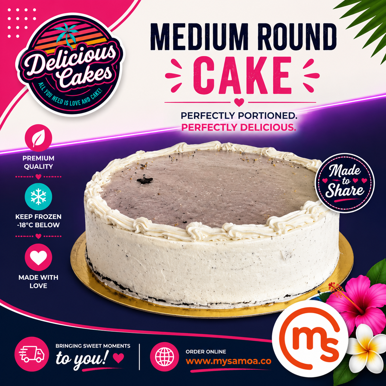 Medium Round Cake - Delicious Cakes Samoa