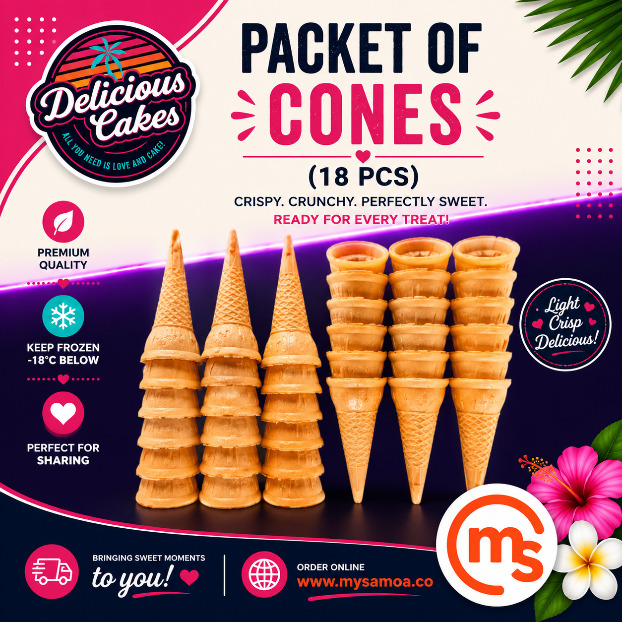 Packet of Cones (18 Pcs) - Delicious Cakes Samoa