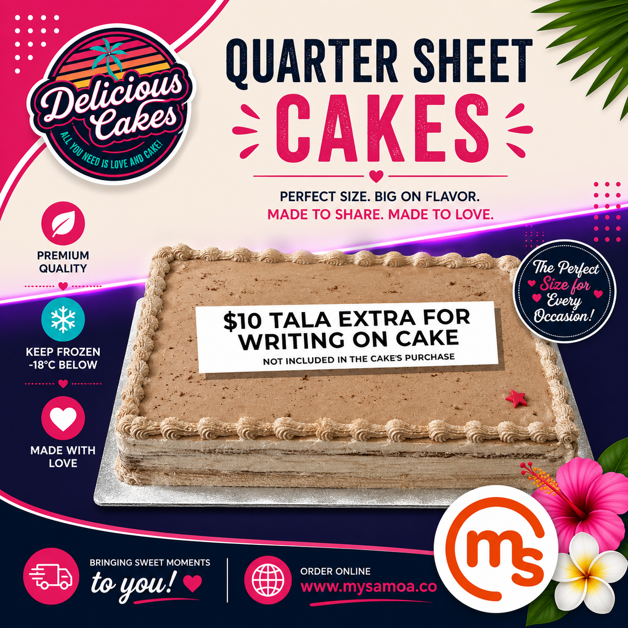 Quarter Sheet Cake - Delicious Cakes Samoa