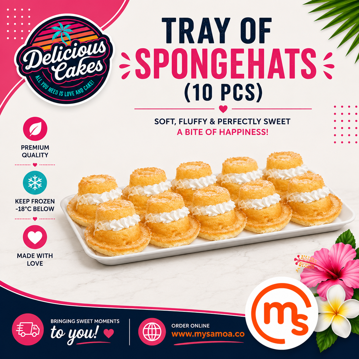 Tray of Spongehats (10 Pcs) - Delicious Cakes Samoa
