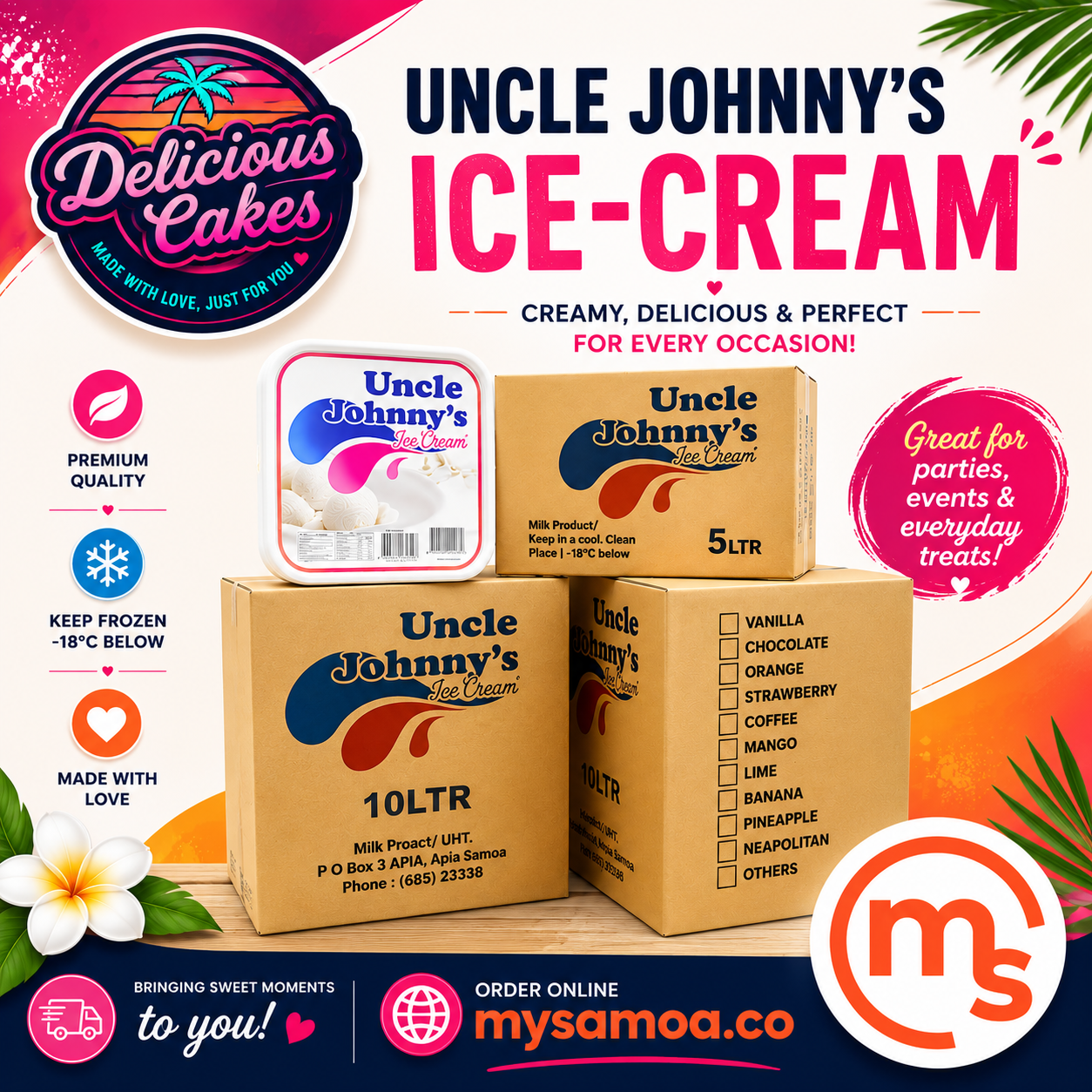 Uncle Johnnys Ice-Cream - Delicious Cakes Samoa
